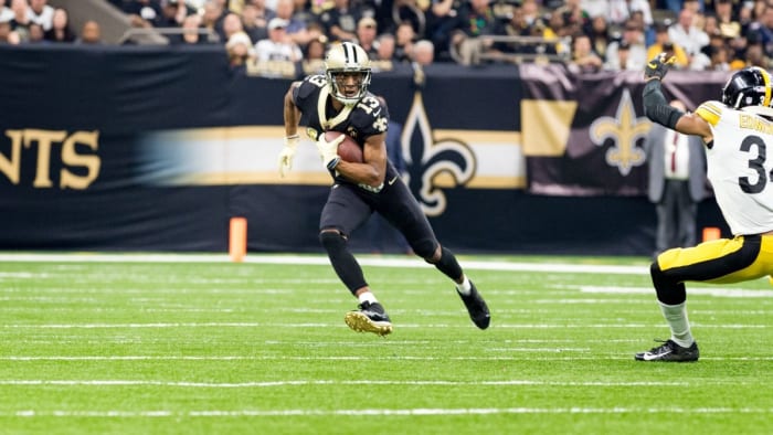 Saints receiver Michael Thomas after a catch against the Pittsburgh Steelers. SCOTT CLAUSE/USA TODAY